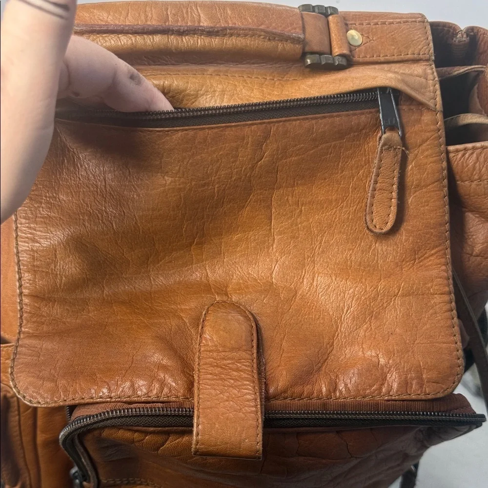 Vintage Tan Leather Backpack